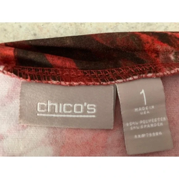 Chico's Blouse Women's Size 1X Floral Colorful Red Fun Colorful 0050 - Picture 5 of 6